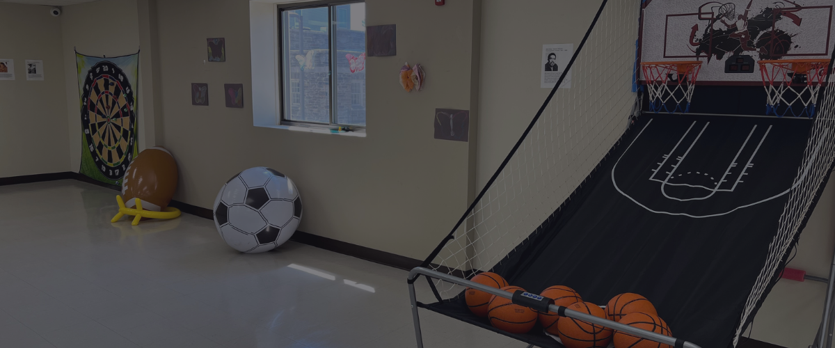 adult daycare with basketball game