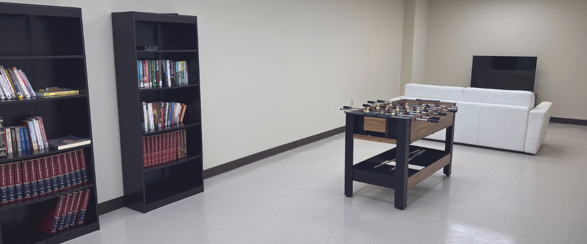 adult daycare with games and sofa and tv