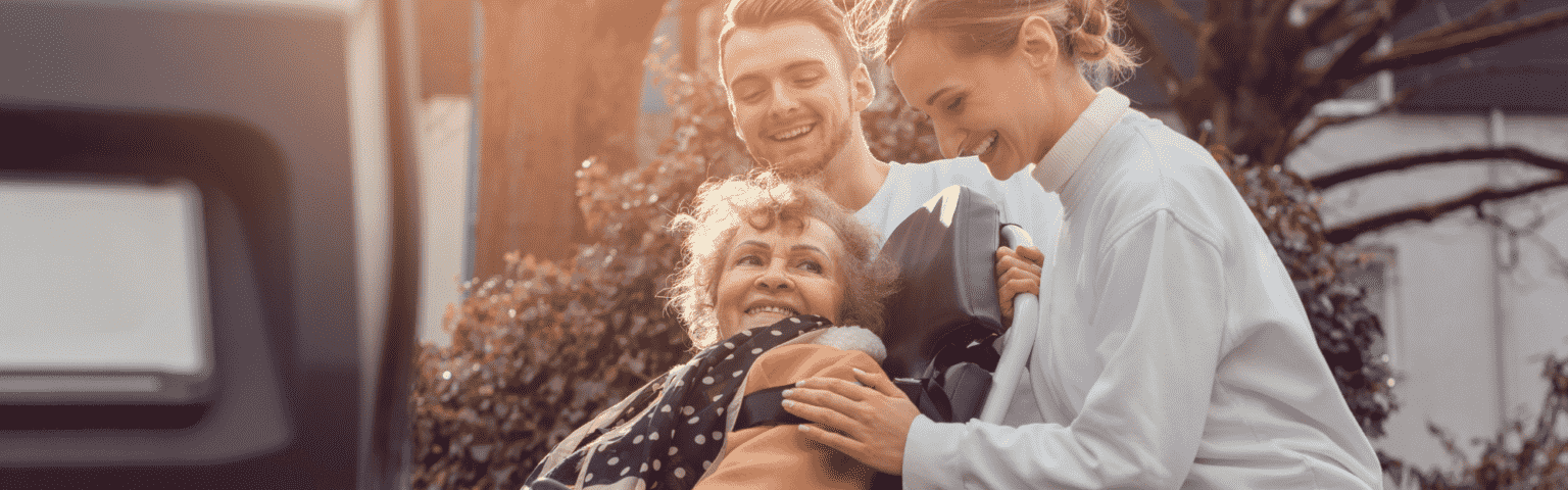 senior citizens getting into van