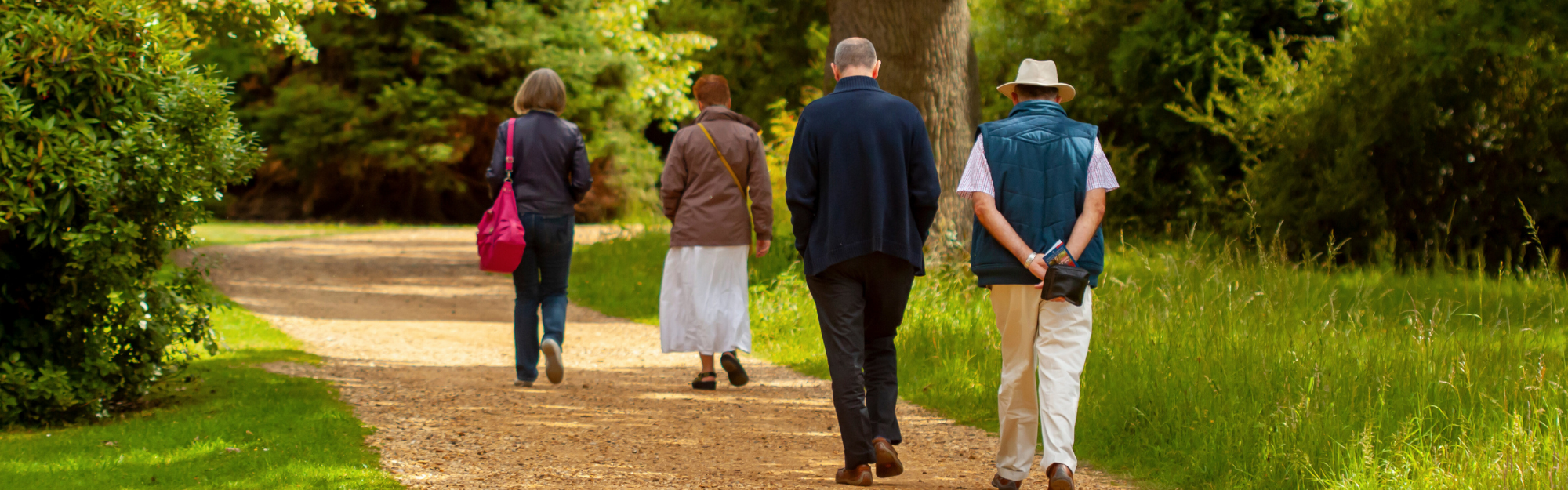 elderly people walking outside